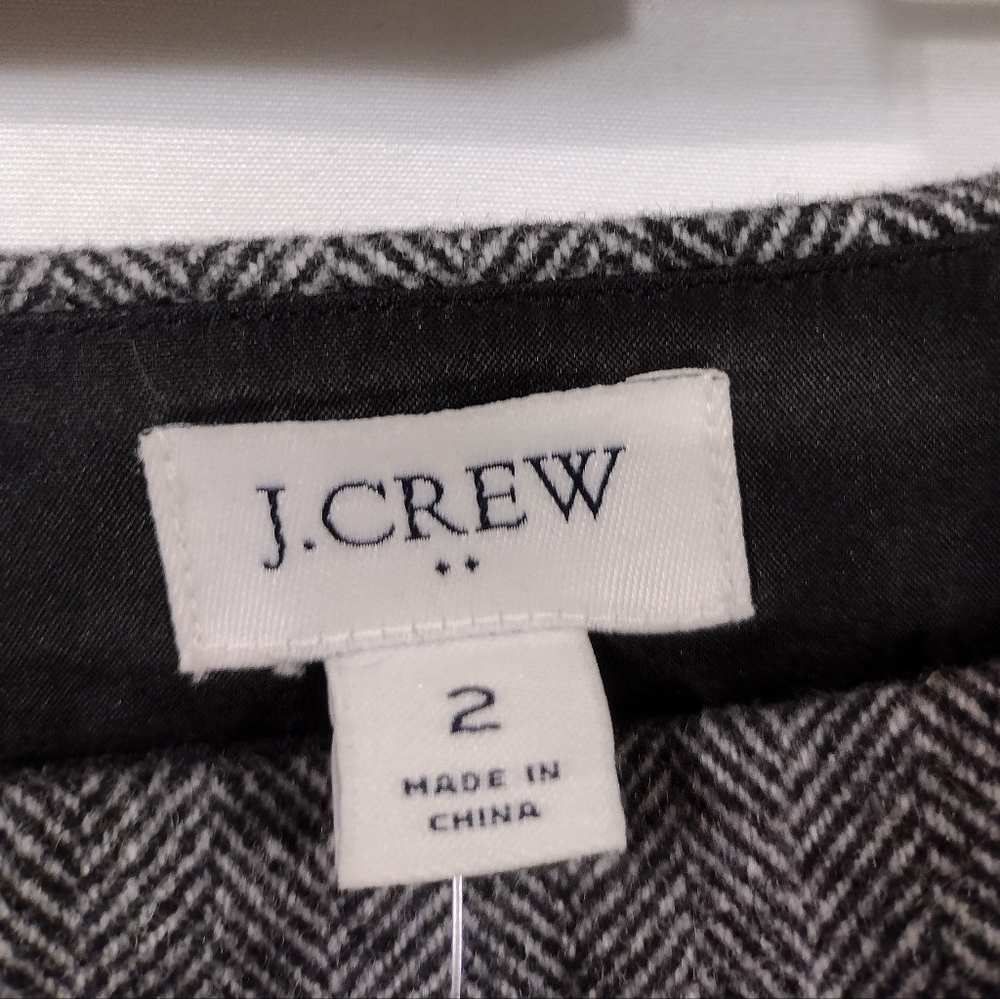 NWT J.Crew Wool Blend Herringbone A-Line Skirt Wimens 2 Gray Office Career 90s - Picture 10 of 11